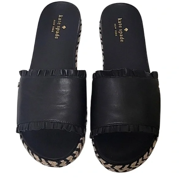 KATE SPADE Black Leather Slide Sandals - Picture 3 of 9